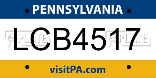 LCB4517 Pennsylvania License Plate