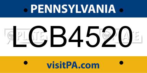 LCB4520 Pennsylvania License Plate