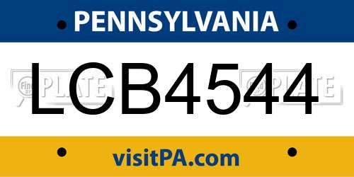 LCB4544 Pennsylvania License Plate
