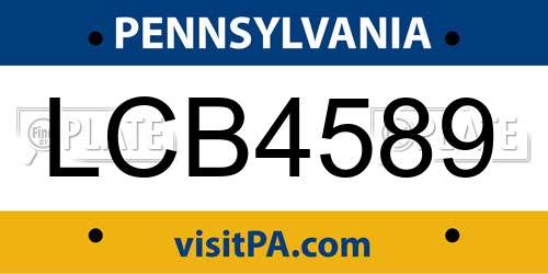 LCB4589 Pennsylvania License Plate