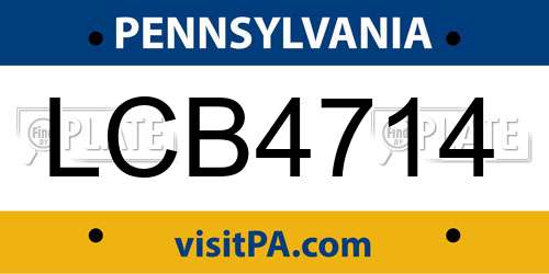 LCB4714 Pennsylvania License Plate