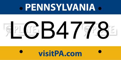 LCB4778 Pennsylvania License Plate