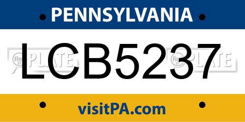 LCB5237 Pennsylvania License Plate