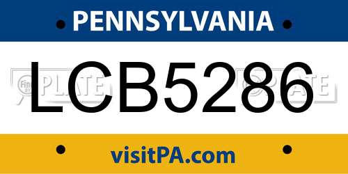 LCB5286 Pennsylvania License Plate