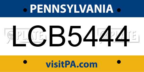 LCB5444 Pennsylvania License Plate