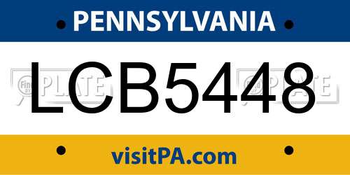 LCB5448 Pennsylvania License Plate