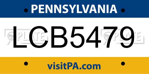 LCB5479 Pennsylvania License Plate