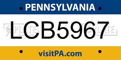 LCB5967 Pennsylvania License Plate