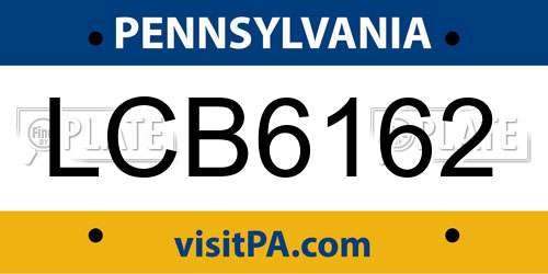 LCB6162 Pennsylvania License Plate