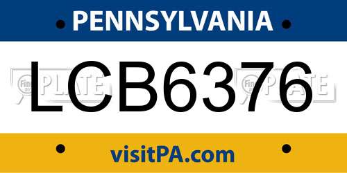 LCB6376 Pennsylvania License Plate