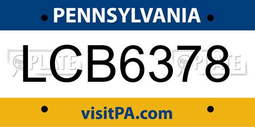 LCB6378 Pennsylvania License Plate