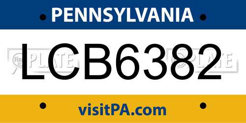 LCB6382 Pennsylvania License Plate