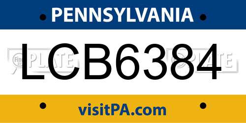 LCB6384 Pennsylvania License Plate
