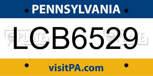 LCB6529 Pennsylvania License Plate