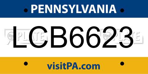 LCB6623 Pennsylvania License Plate