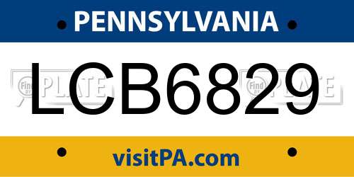 LCB6829 Pennsylvania License Plate