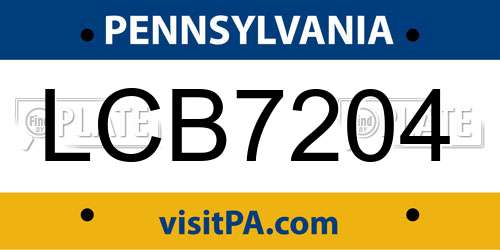 LCB7204 Pennsylvania License Plate