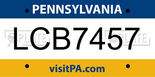 LCB7457 Pennsylvania License Plate
