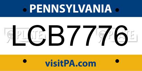 LCB7776 Pennsylvania License Plate