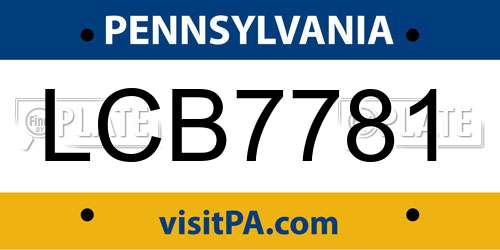 LCB7781 Pennsylvania License Plate