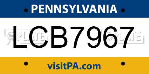 LCB7967 Pennsylvania License Plate