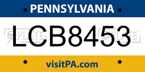 LCB8453 Pennsylvania License Plate