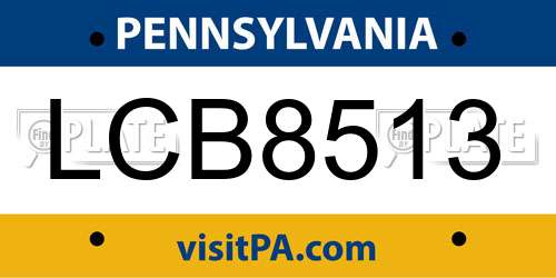 LCB8513 Pennsylvania License Plate