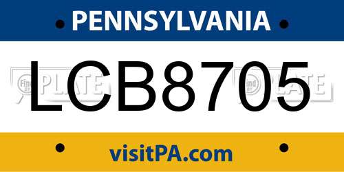 LCB8705 Pennsylvania License Plate