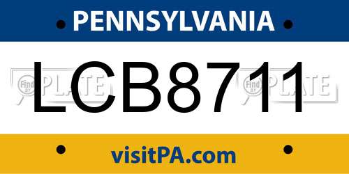 LCB8711 Pennsylvania License Plate