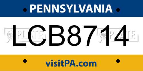 LCB8714 Pennsylvania License Plate