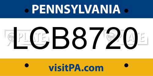 LCB8720 Pennsylvania License Plate