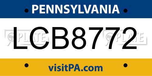 LCB8772 Pennsylvania License Plate
