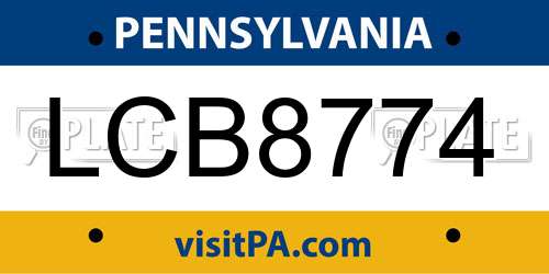 LCB8774 Pennsylvania License Plate