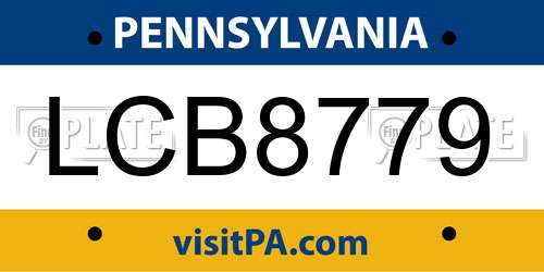 LCB8779 Pennsylvania License Plate