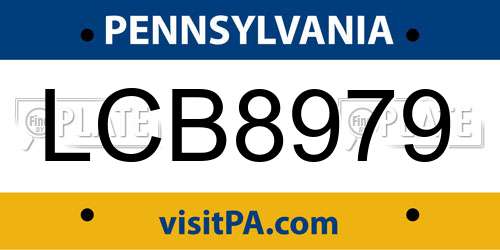 LCB8979 Pennsylvania License Plate