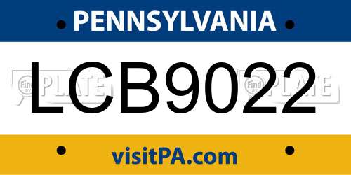 LCB9022 Pennsylvania License Plate