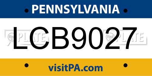 LCB9027 Pennsylvania License Plate