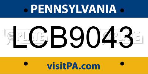 LCB9043 Pennsylvania License Plate