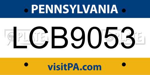 LCB9053 Pennsylvania License Plate