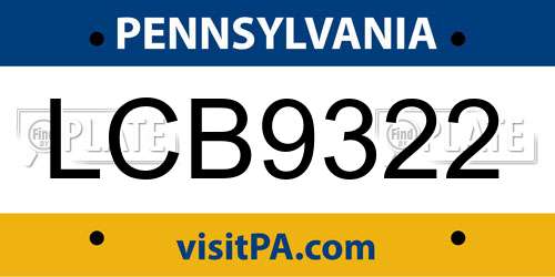 LCB9322 Pennsylvania License Plate