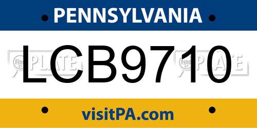 LCB9710 Pennsylvania License Plate