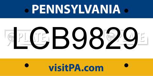 LCB9829 Pennsylvania License Plate