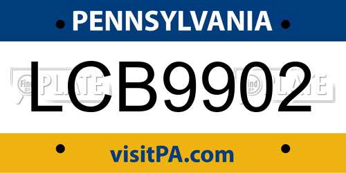LCB9902 Pennsylvania License Plate