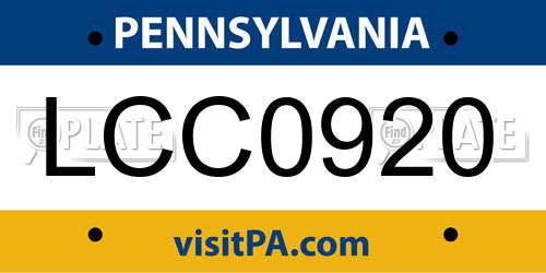 LCC0920 Pennsylvania License Plate