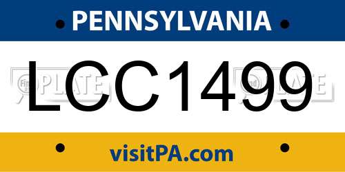 LCC1499 Pennsylvania License Plate