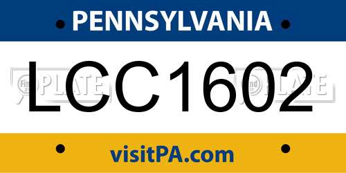 LCC1602 Pennsylvania License Plate
