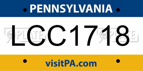 LCC1718 Pennsylvania License Plate