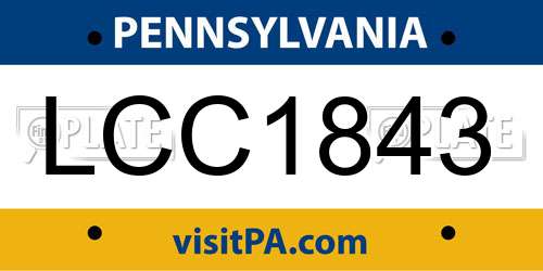 LCC1843 Pennsylvania License Plate