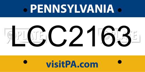 LCC2163 Pennsylvania License Plate