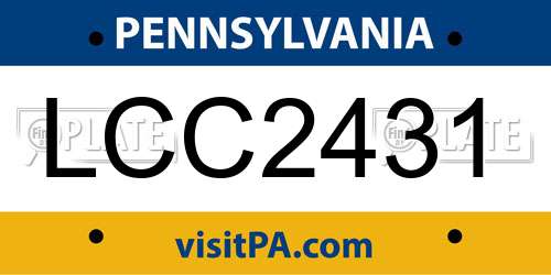 LCC2431 Pennsylvania License Plate